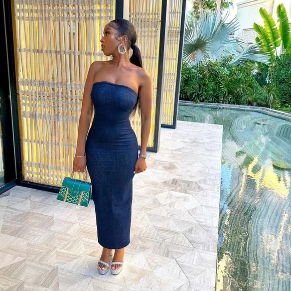 Zara ZW Strapless Denim Dress - Picture 11 of 17